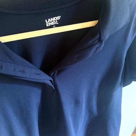 LANDS’ END Women’s Short Sleeve High Impact Polo (2X, navy) - Picture 2 of 6